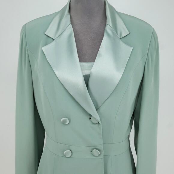 Oleg Cassini Black Tie Dress Suit Womens 8 Green Double Breasted Lined Formal - Picture 10 of 16